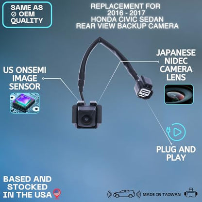 Backup Camera Replaces for 2016 2017 HONDA CIVIC SEDAN OE Part # 39530TBAA01