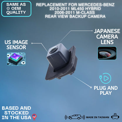 Backup Camera Replaces for Mercedes-Benz 2010 2011 ML450 Hybrid | 2006 2007 2008 2009 2010 2011 M-Class OE Part # 1648201697 1648200497