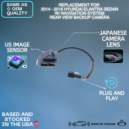 Backup Camera Replaces for 2014 2015 2016 Hyundai Elantra Sedan w/Navigation System OE Part # 95750-3X440 957503X440