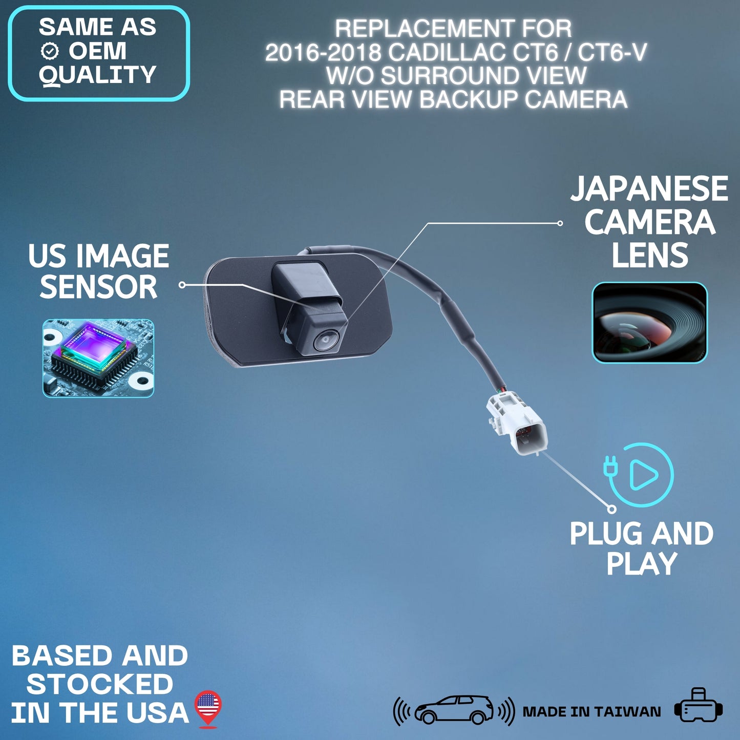 Backup Camera Replaces for 2016 2017 2018 Cadillac CT6/CT6-V w/o Surround View OE Part # 23404036