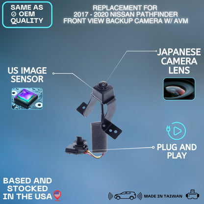 Front View Backup Camera Replaces for 2017-2020 Nissan Pathfinder w/AVM