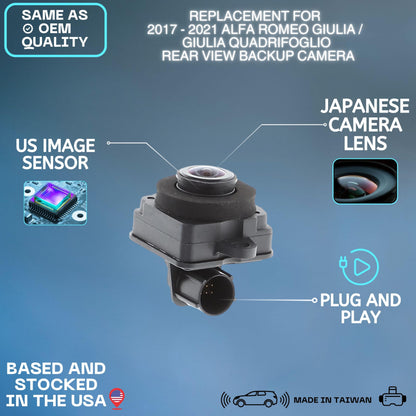 Backup Camera Replaces for 2017-2024 Alfa Romeo Giulia | 2017-2022 Giulia Quadrifoglio OE Part # 68505325AA 00505383650 68300393AA 00505620950