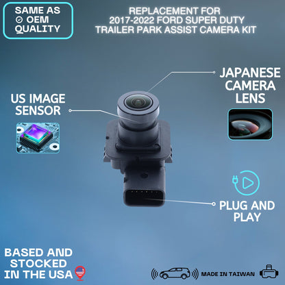 Backup Camera Replaces for 2017 2018 2019 2020 2021 2022 Ford Super Duty Trailer Park Assist Camera Kit OE Part # JC3Z19G490H HC3Z19G490G HC3Z19G490R JC3Z19G490B JC3Z19G490D