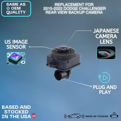 Backup Camera Replaces for 2015 2016 2017 2018 2019 2020 2021 2022 Dodge Challenger OE Part # 4672760AC 4672760AA 4672760AB 68172474AD 68172474AE 68172474AF 68172474AG 68172474AH 68172474AI