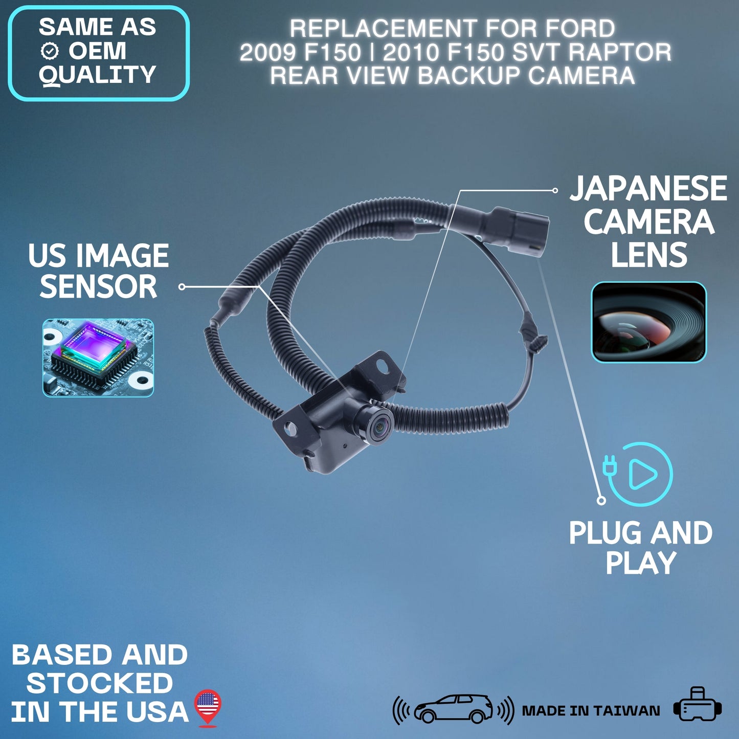 Backup Camera Replaces for 2009 Ford F150 | 2010 F150 SVT Raptor OE Part # 9L3Z19G490C 9L3Z-19G490-C