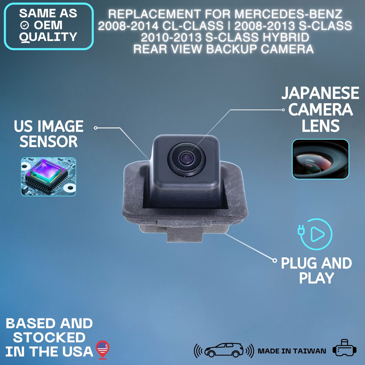 Backup Camera Replaces for Mercedes-Benz 2008-2014 CL-Class | 2008-2013 S-Class | 2010-2013 S-Class Hybrid OE Part # 221820639764 2218203397 2218206397