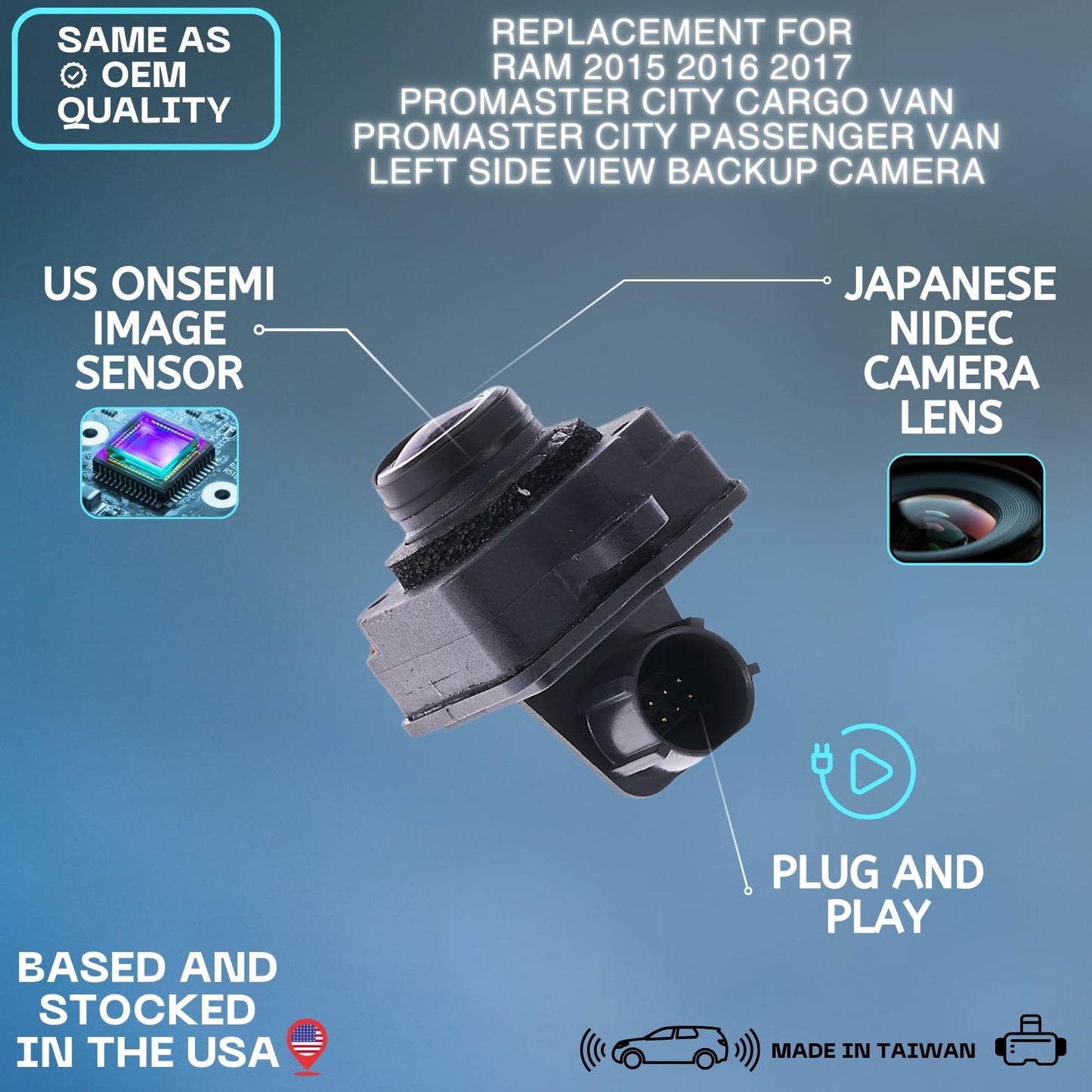 Backup Camera Replaces for 2015-2017 RAM PROMASTER LEFT SIDE VIEW