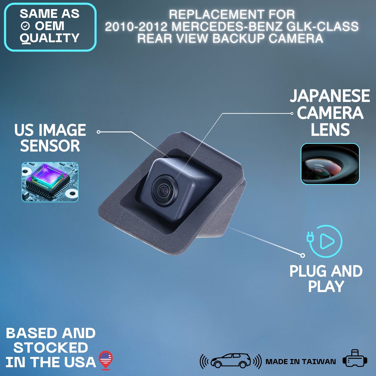 Backup Camera Replaces for 2010 2011 2012 Mercedes-Benz GLK-Class OE Part # 2048206497 2048205697