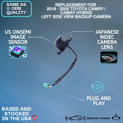 Backup Camera Replaces for 2018 2019 2020 TOYOTA CAMRY/HYBRID Left Side View