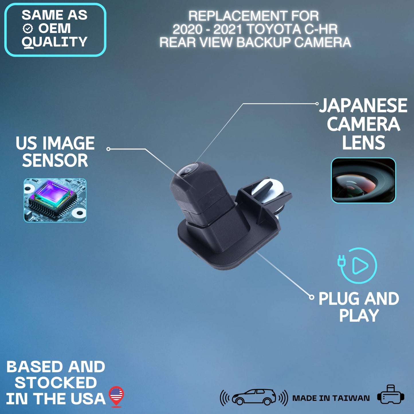 Backup Camera Replaces for 2020 2021 2022 Toyota C-HR OE Part # 8679010030, 86790F4090, 86790-10030, 86790-F4090