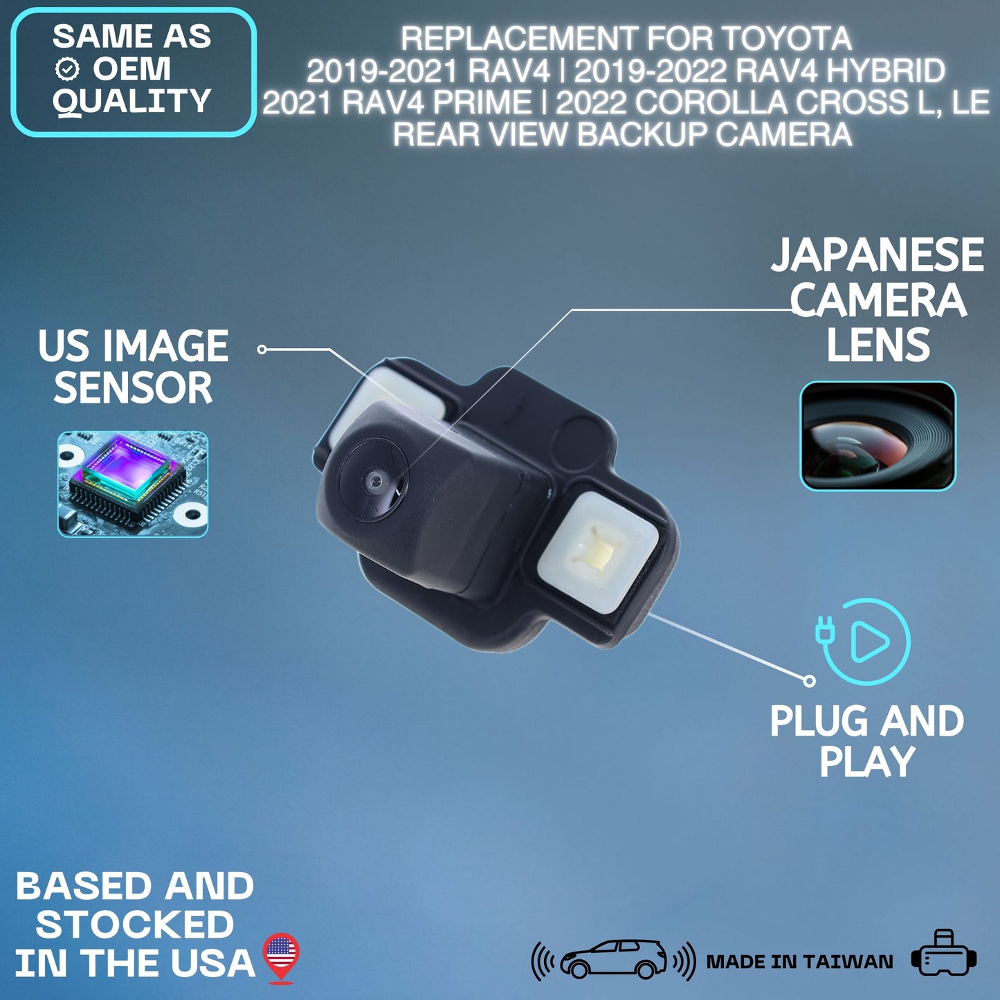 Backup Camera Replaces for 2019 2020 2021 Toyota RAV4 | 2019 2020 2021 2022 RAV4 Hybrid | 2021 RAV4 Prime | 2022 Corolla Cross L, LE OE # 867900R120, 8679042120, 867900A010