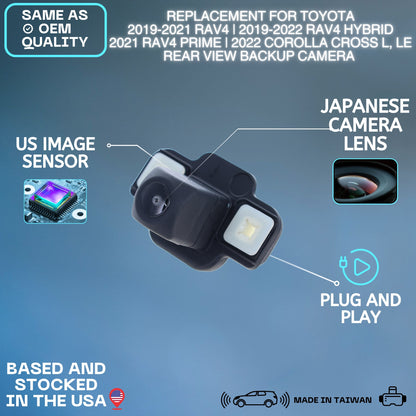 Backup Camera Replaces for 2019 2020 2021 Toyota RAV4 | 2019 2020 2021 2022 RAV4 Hybrid | 2021 RAV4 Prime | 2022 Corolla Cross L, LE OE # 867900R120, 8679042120, 867900A010